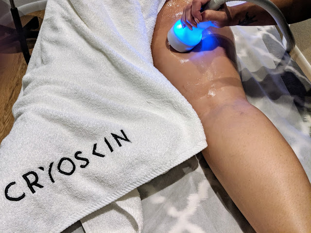 Getting my Cryoskin Thigh Toning Treatment at Physical Evidence in Boca Raton
