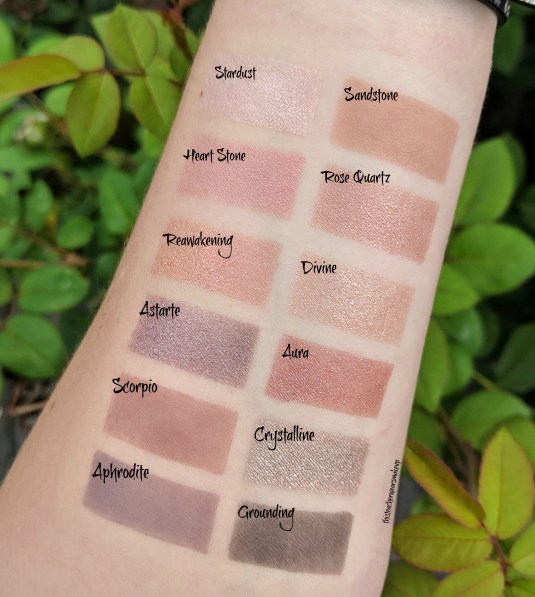 Original Aether Beauty Rose Quartz Crystal Gemstone Palette swatches from  This Teacher Wears Makeup